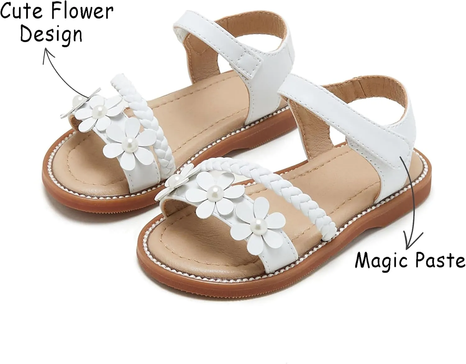 Girls Open Toe Flat Sandals Summer Casual Toddler Little Kid Sandals