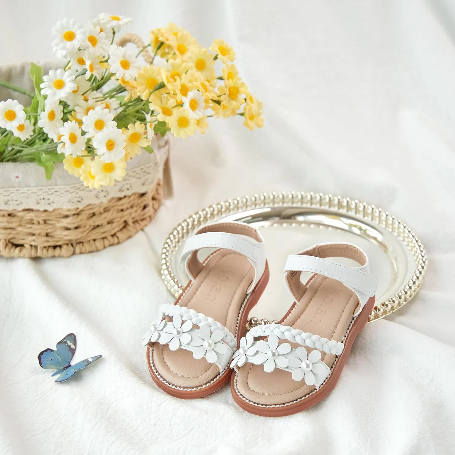 Girls Open Toe Flat Sandals Summer Casual Toddler Little Kid Sandals
