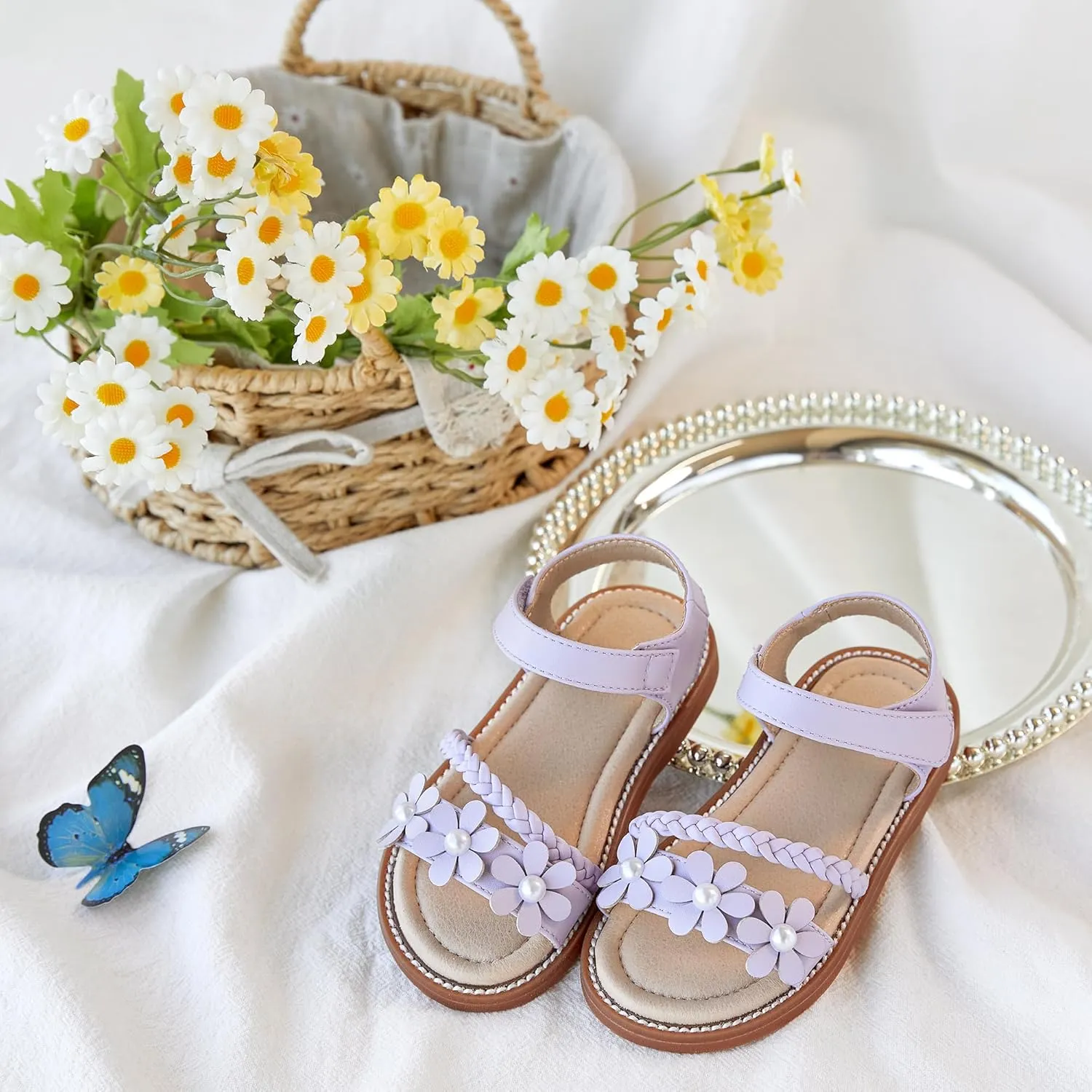 Girls Open Toe Flat Sandals Summer Casual Toddler Little Kid Sandals