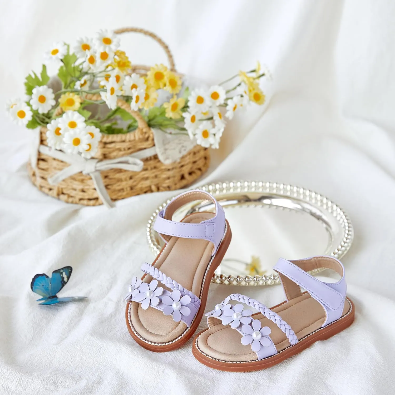 Girls Open Toe Flat Sandals Summer Casual Toddler Little Kid Sandals