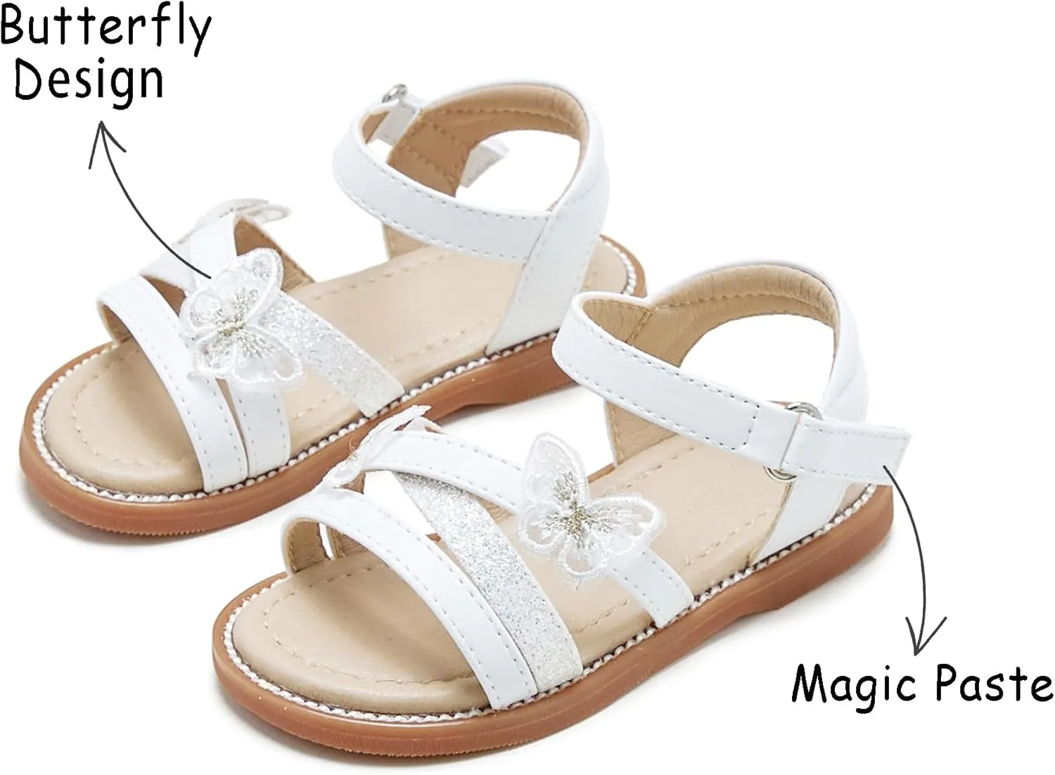 Girls Open Toe Flat Sandals Summer Casual Toddler Little Kid Sandals
