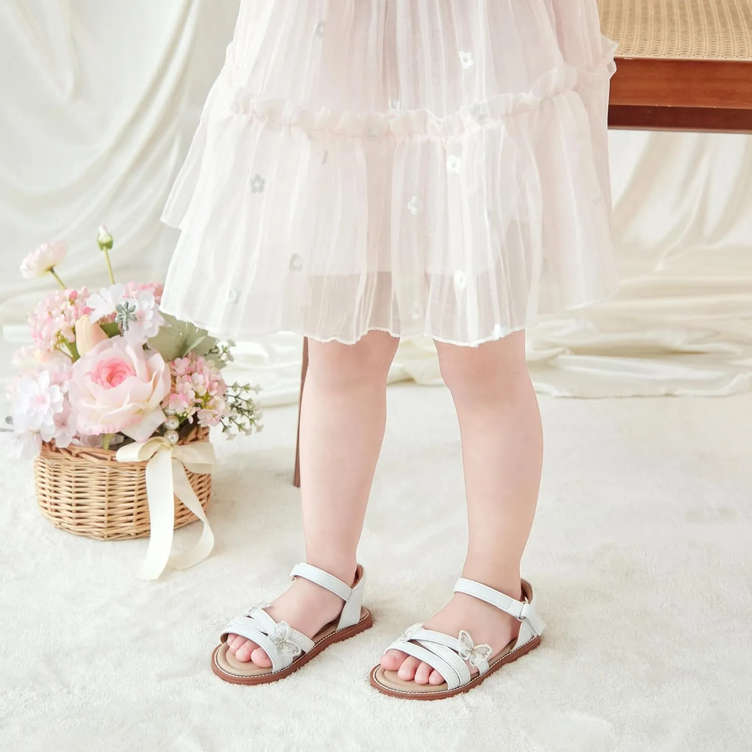 Girls Open Toe Flat Sandals Summer Casual Toddler Little Kid Sandals