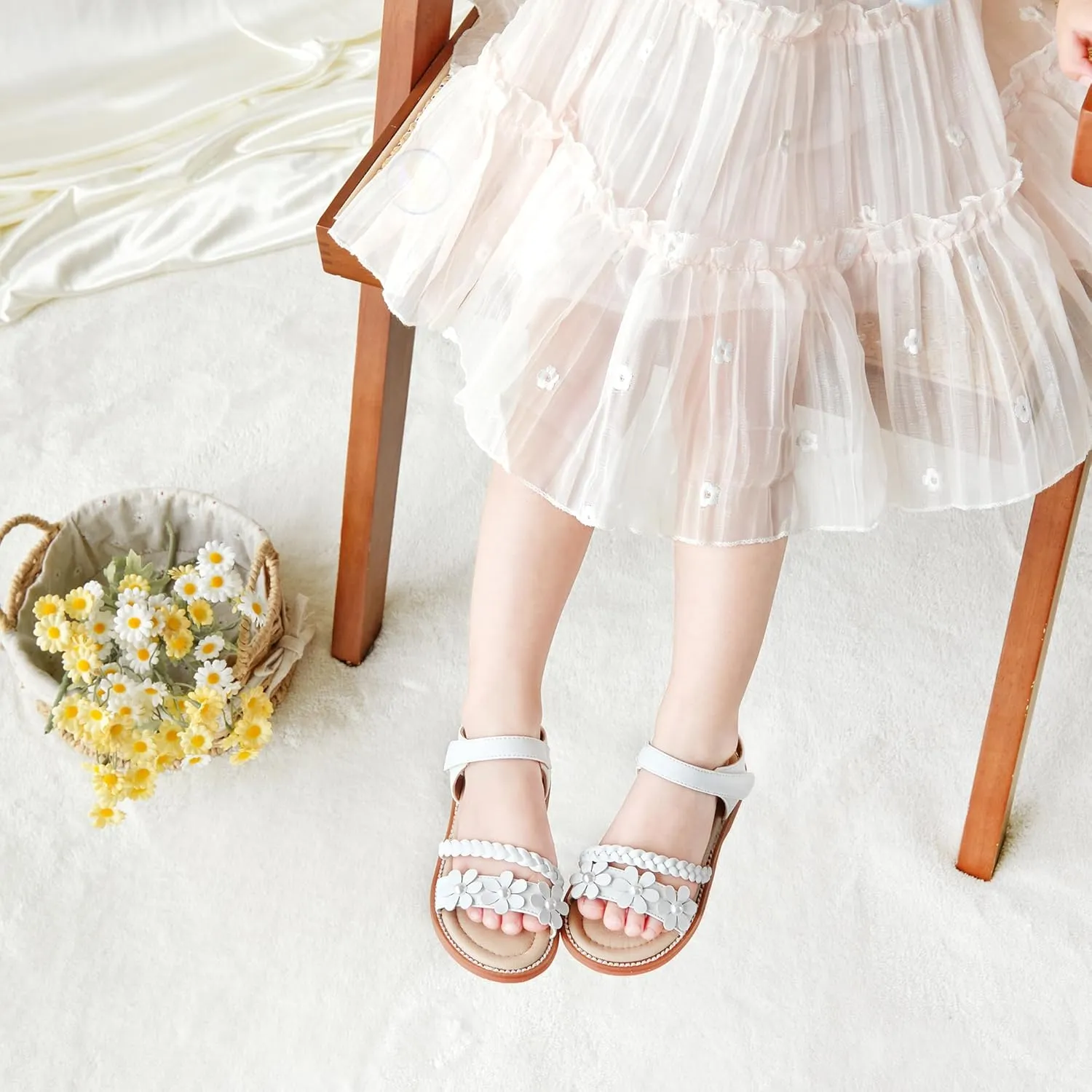 Girls Open Toe Flat Sandals Summer Casual Toddler Little Kid Sandals