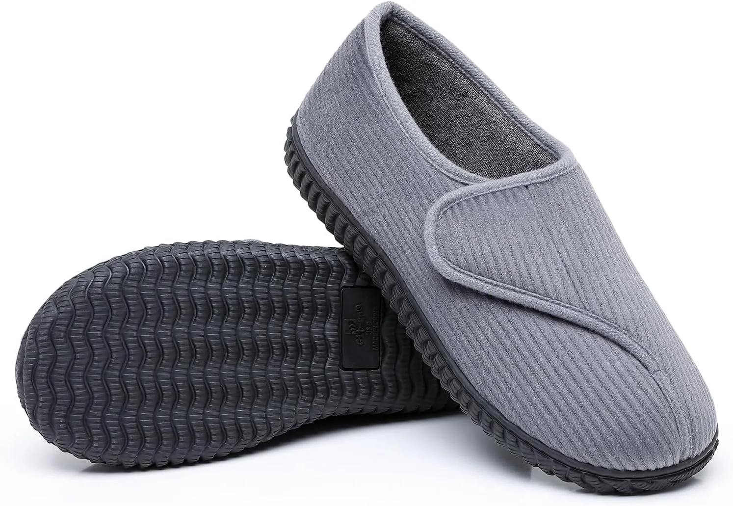 Git-up Men Memory Foam Diabetic Slippers Adjustable Arthritis Edema Swollen Feet Wide House Shoes Comfy Soft Non-Slip Plus Size Indoor Outdoor Slipper