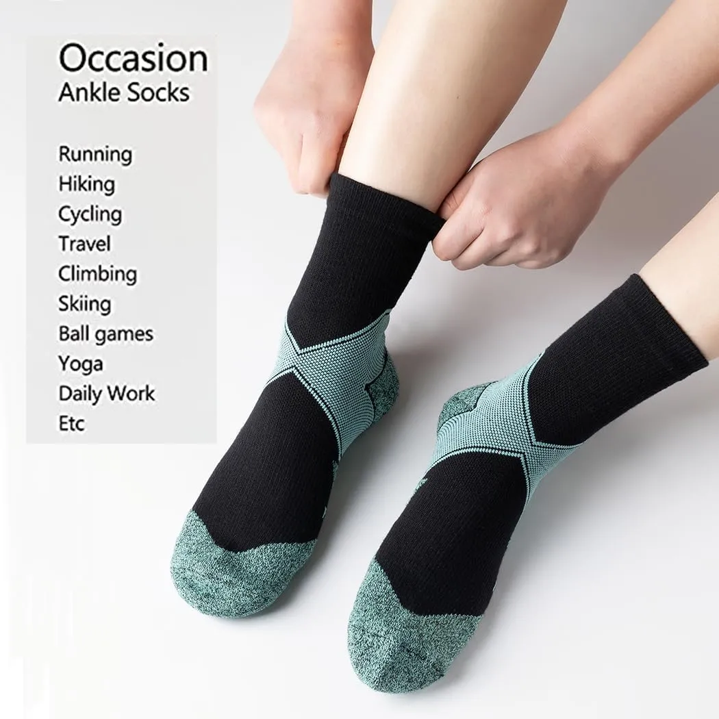 GLENMEARL Crew Socks for Women, 5 Pair Cushioned Athletic Cotton Sock, Warm Calf Boot Socks, Crew Sock for Hiking Running