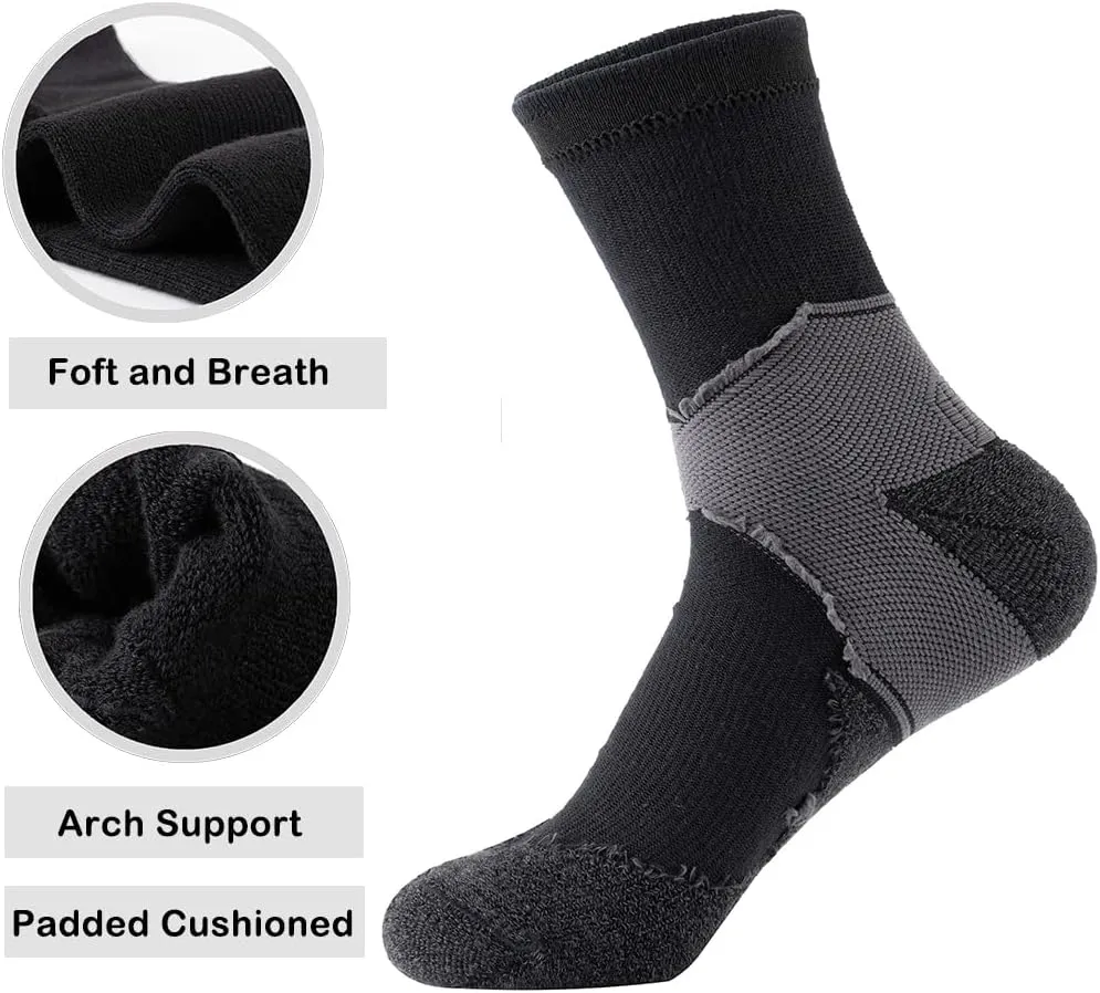 GLENMEARL Crew Socks for Women, 5 Pair Cushioned Athletic Cotton Sock, Warm Calf Boot Socks, Crew Sock for Hiking Running
