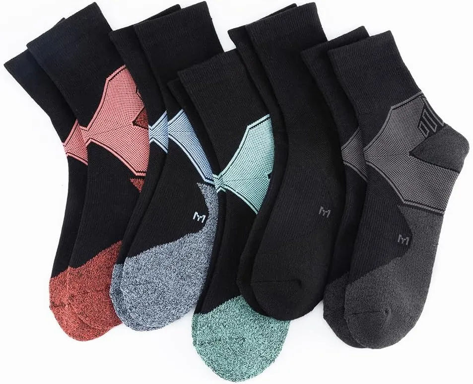 GLENMEARL Crew Socks for Women, 5 Pair Cushioned Athletic Cotton Sock, Warm Calf Boot Socks, Crew Sock for Hiking Running