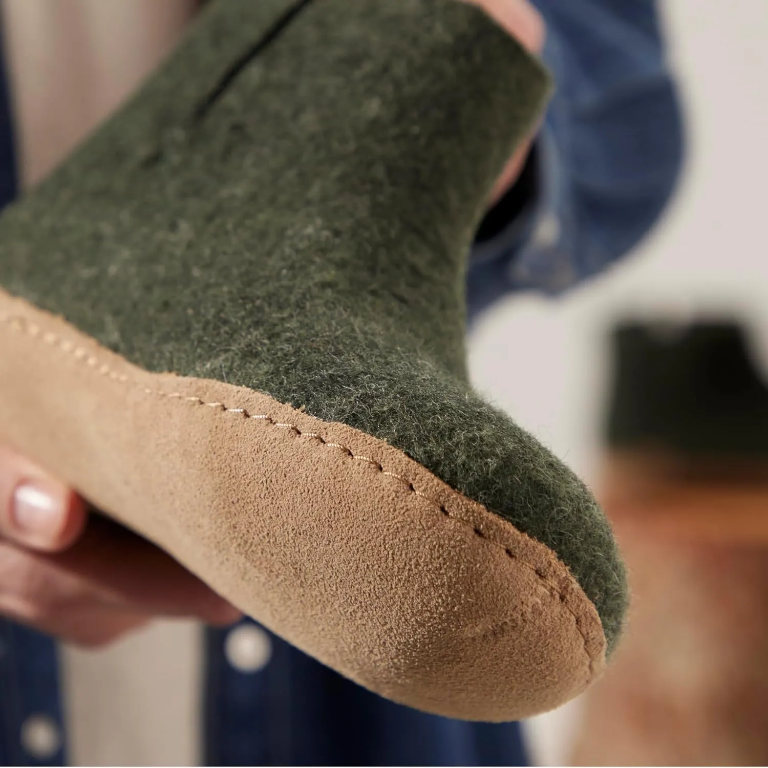 Glerups 100% Gotland Sheep Wool Boot Slipper with leather sole - Unisex