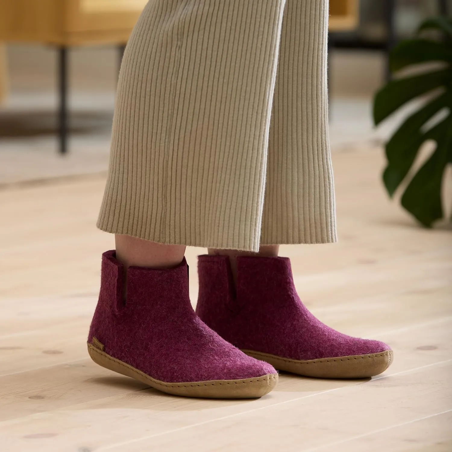 Glerups 100% Gotland Sheep Wool Boot Slipper with leather sole - Unisex
