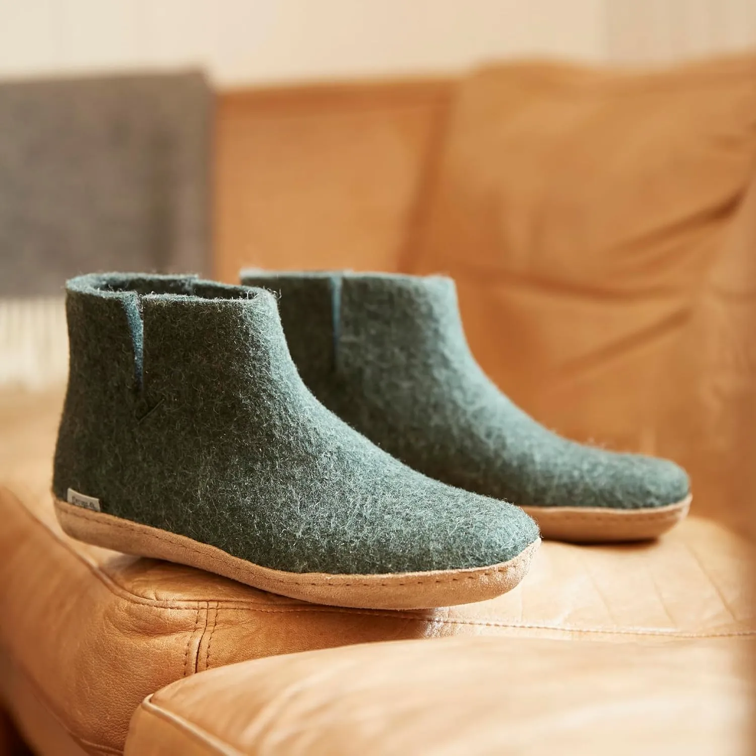 Glerups 100% Gotland Sheep Wool Boot Slipper with leather sole - Unisex