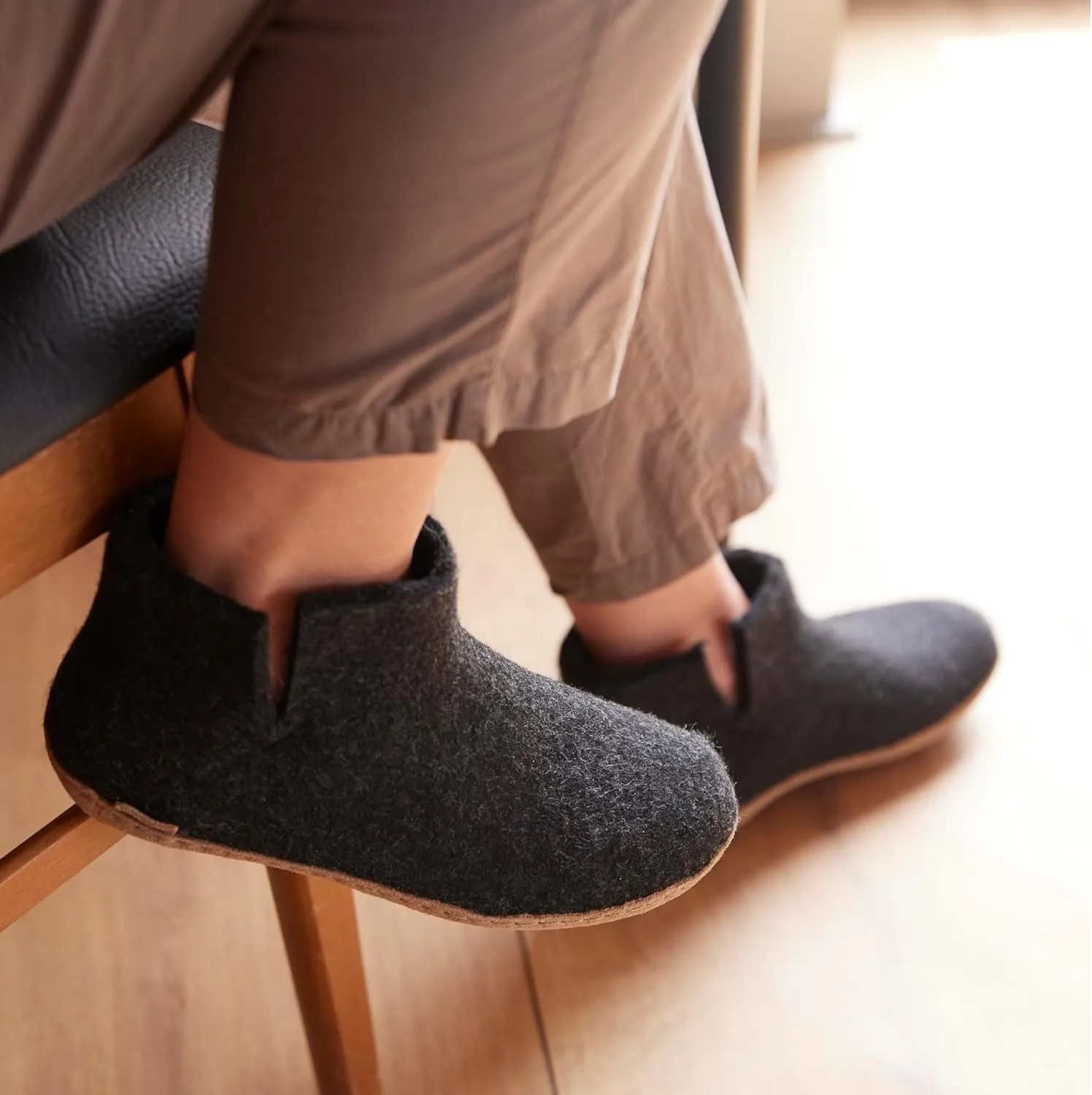 Glerups 100% Gotland Sheep Wool Boot Slipper with leather sole - Unisex
