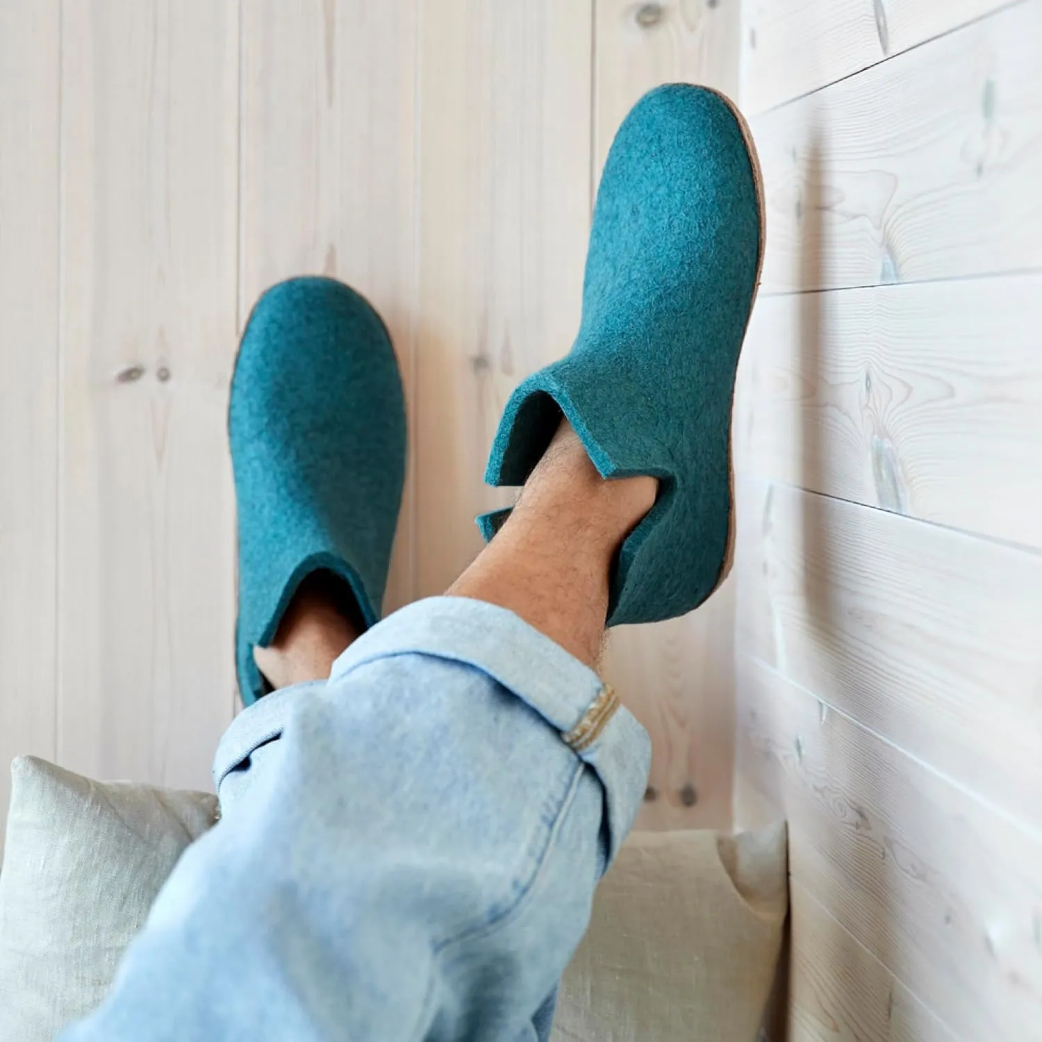 Glerups 100% Gotland Sheep Wool Boot Slipper with leather sole - Unisex