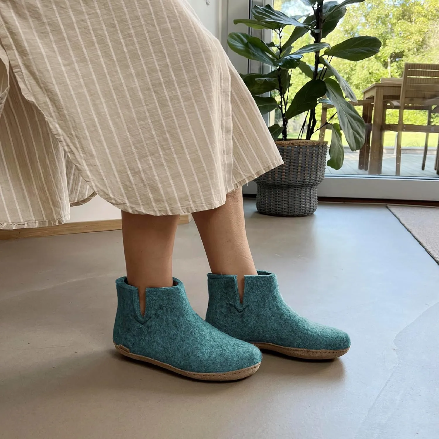 Glerups 100% Gotland Sheep Wool Boot Slipper with leather sole - Unisex