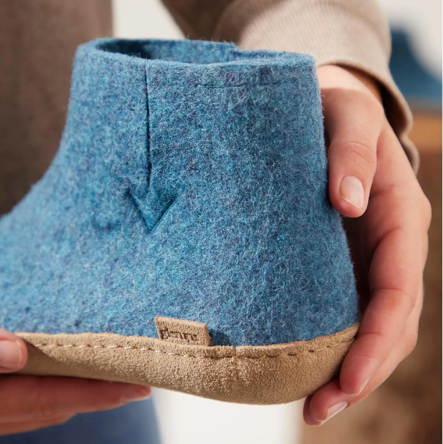 Glerups 100% Gotland Sheep Wool Boot Slipper with leather sole - Unisex