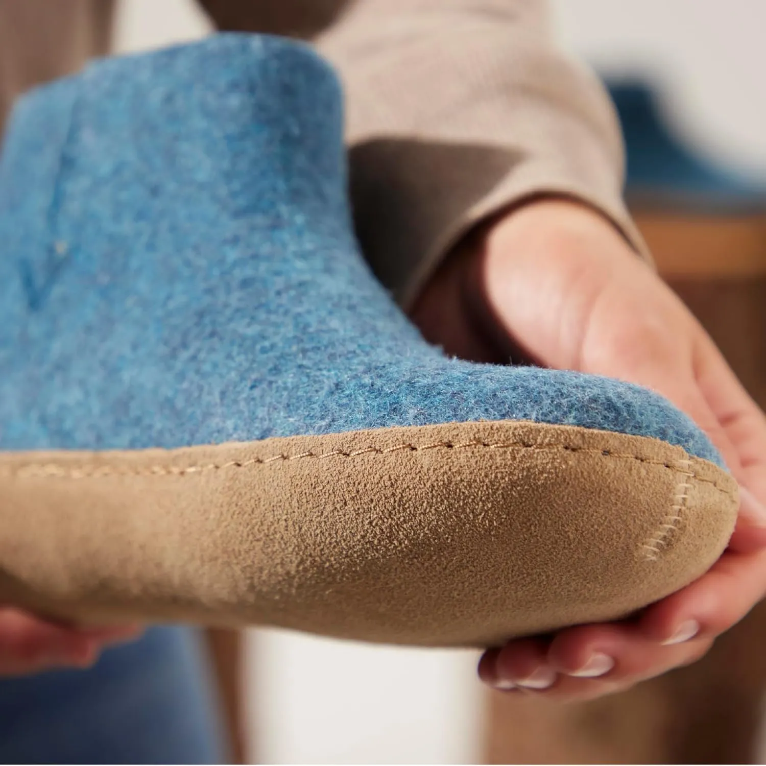 Glerups 100% Gotland Sheep Wool Boot Slipper with leather sole - Unisex