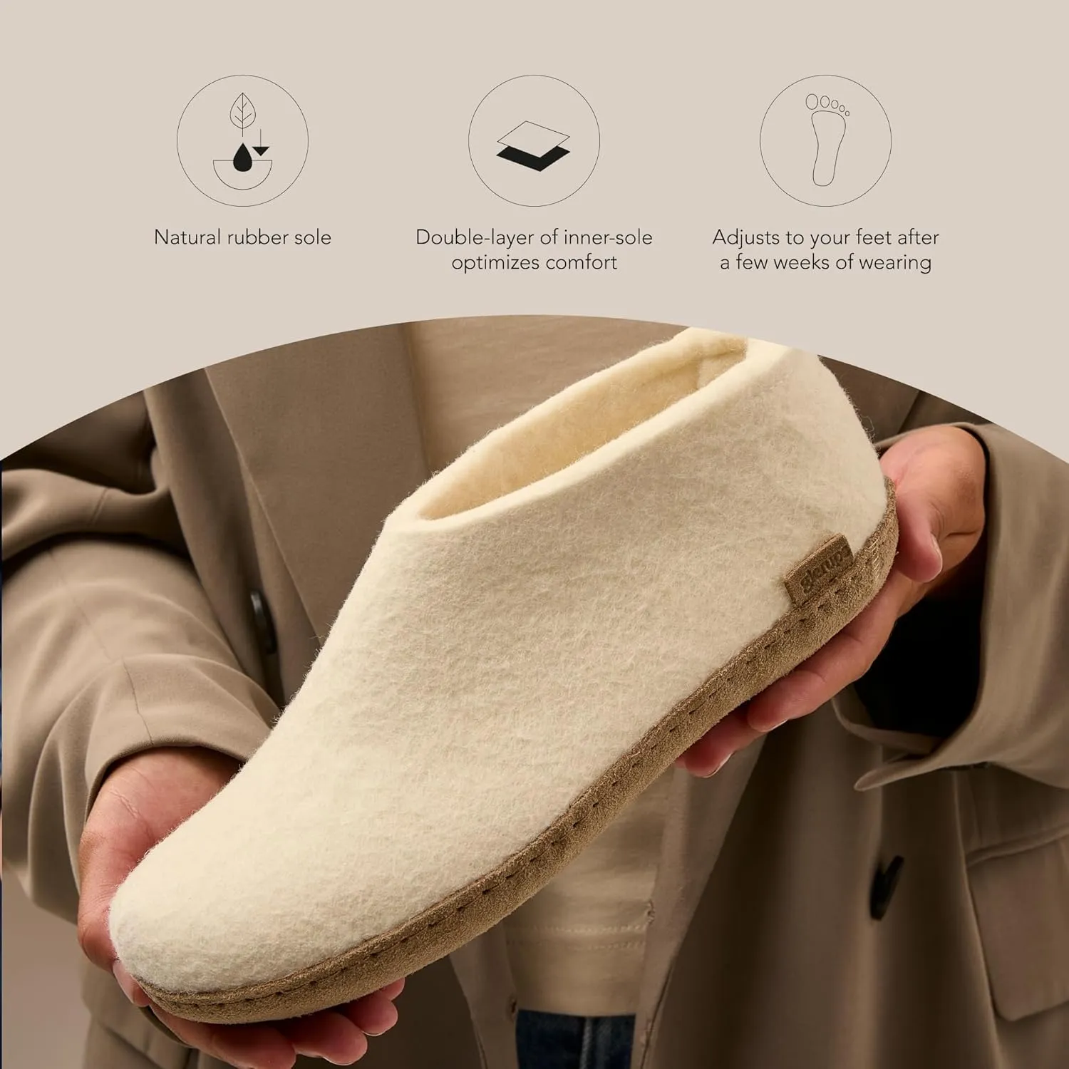 Glerups 100% Gotland Sheep Wool Boot Slipper with leather sole - Unisex
