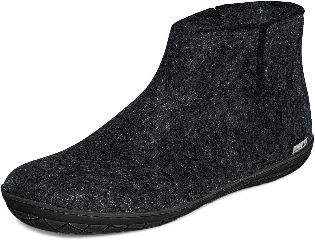 Glerups 100% Gotland Sheep Wool Boot Slipper with rubber sole - Unisex - Charcoal (Black rubber) - Size 10