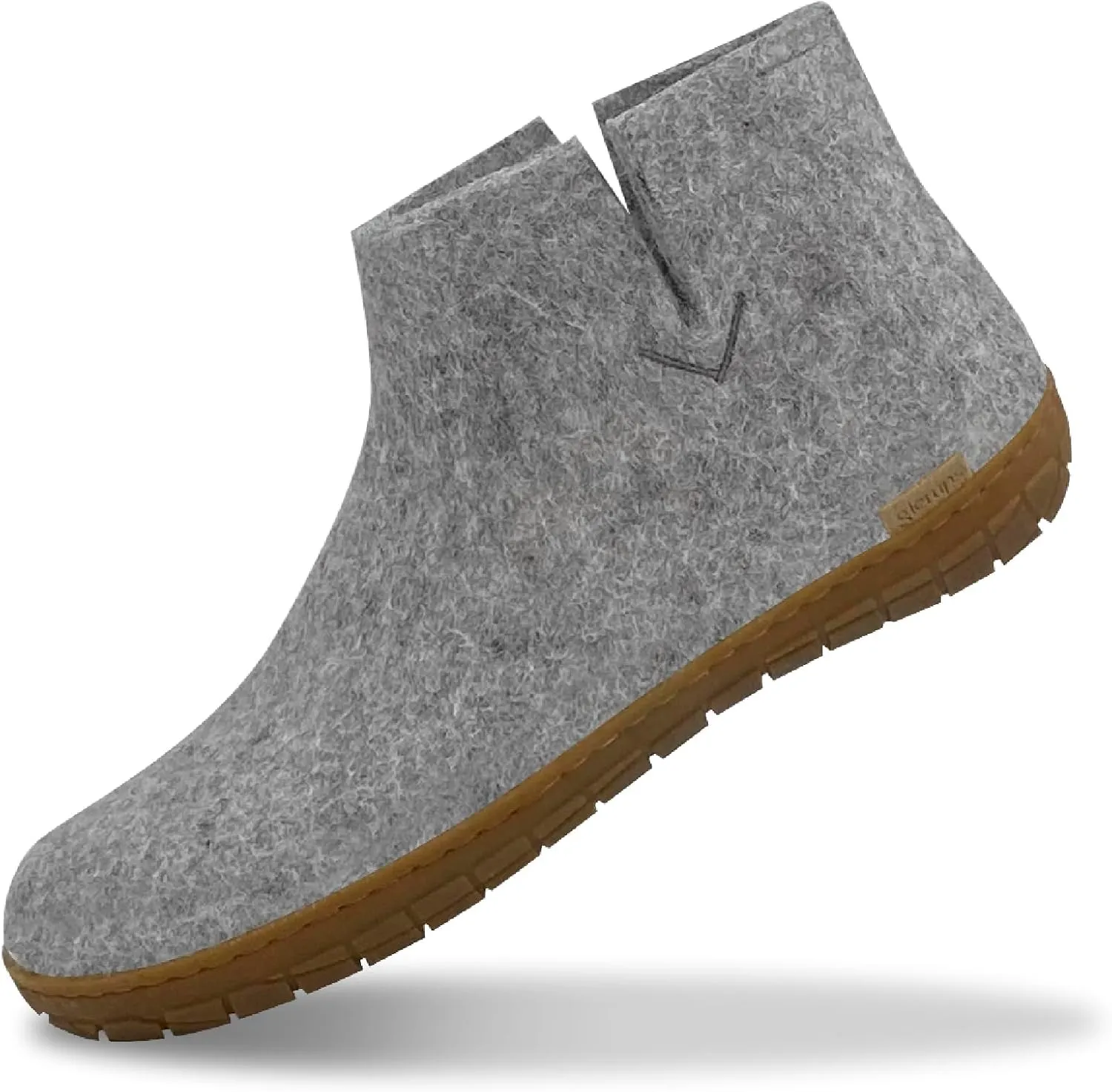 Glerups 100% Gotland Sheep Wool Boot Slipper with rubber sole - Unisex - Grey - Size 11