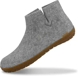 Glerups 100% Gotland Sheep Wool Boot Slipper with rubber sole - Unisex - Grey - Size 11