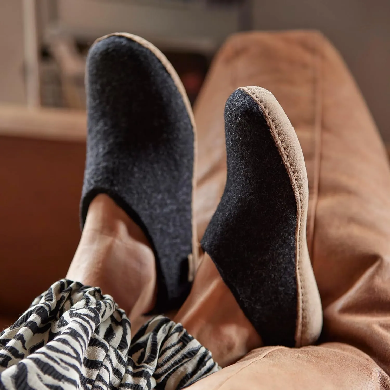 Glerups 100% Gotland Sheep Wool Slipper with leather sole - Unisex Slip-on