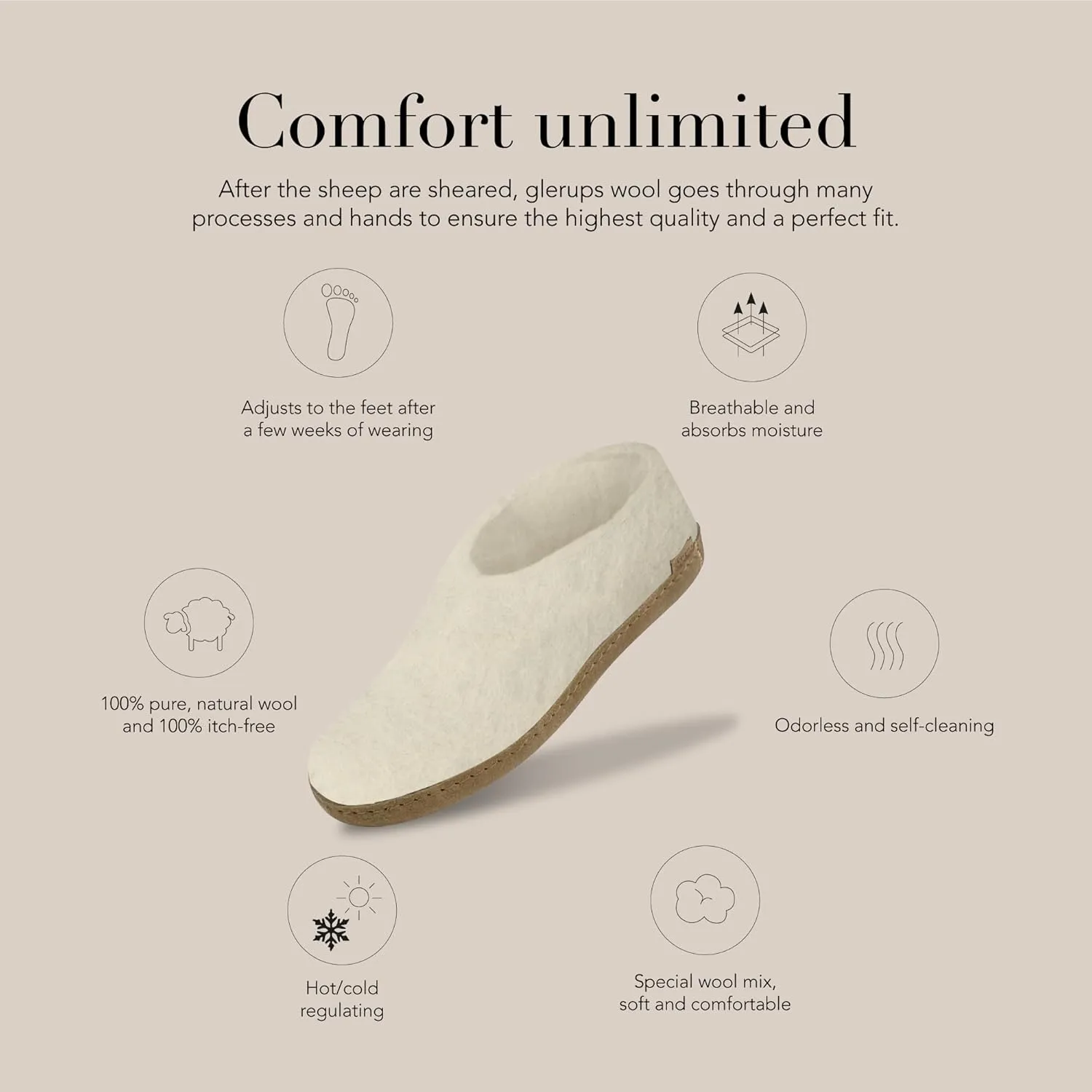 Glerups 100% high quality wool mix Boot Slipper with leather sole - Unisex