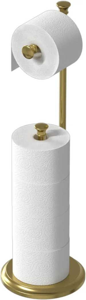 Gold Toilet Paper Holder Free Standing Holds 5 Rolls Toilet Paper Holder for Mega Rolls with Heavy Weighted Base