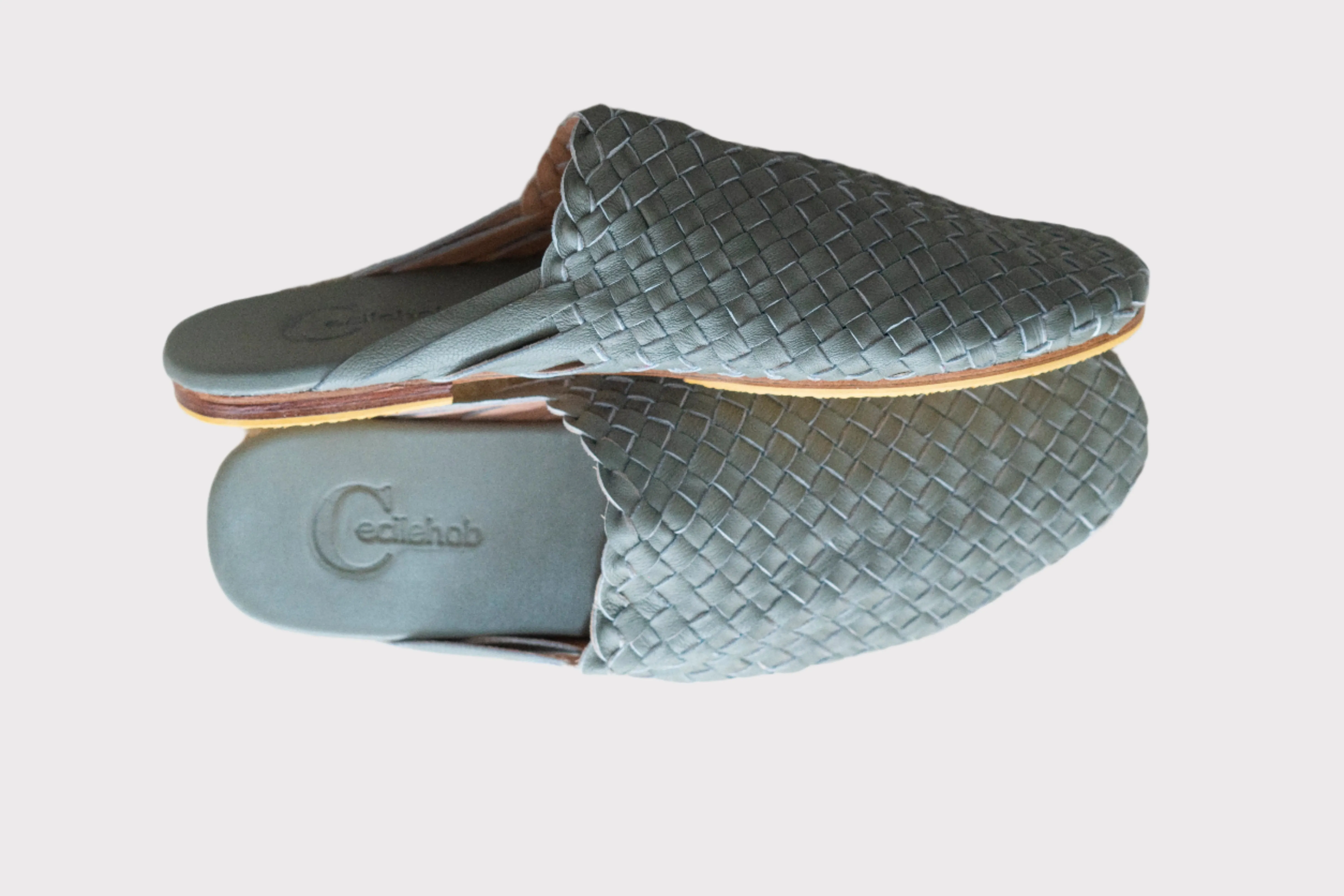 Grey Handwoven Lambskin Slippers