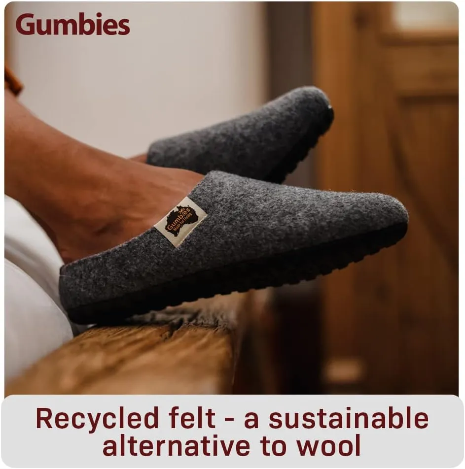 Gumbies Outback Slippers for Indoors and Outdoors, Eco-friendly Felt Uppers, Recycled Rubber Outsoles - Comfort Guaranteed