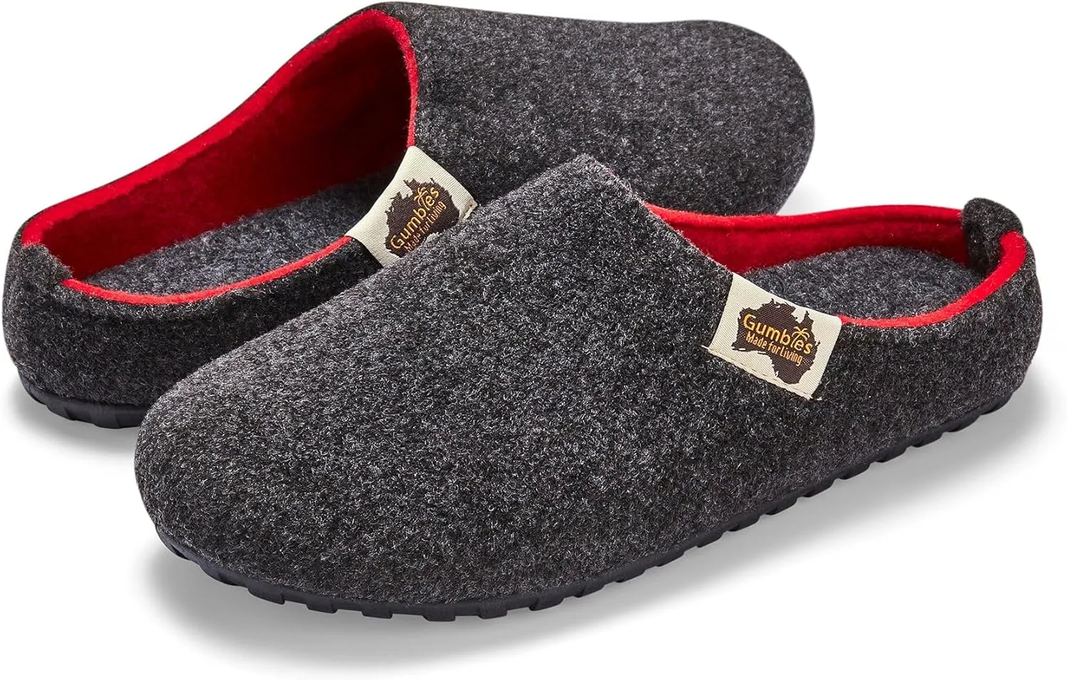 Gumbies Outback Slippers for Indoors and Outdoors, Eco-friendly Felt Uppers, Recycled Rubber Outsoles - Comfort Guaranteed
