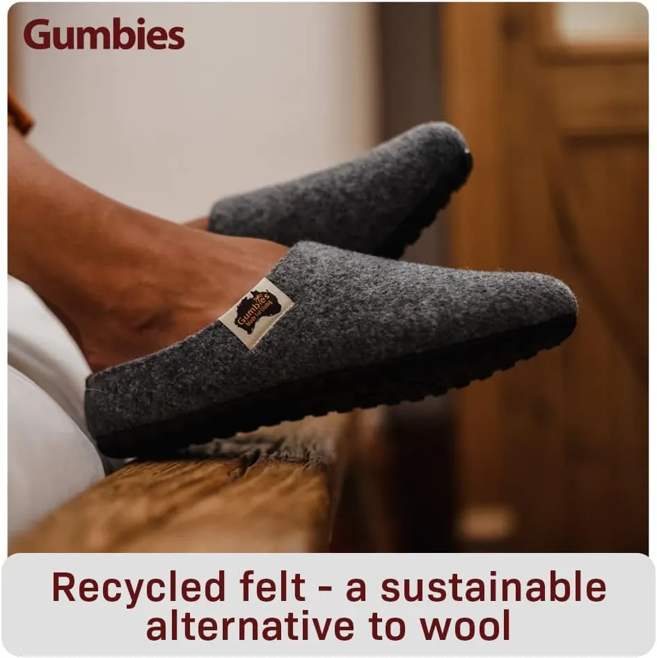 Gumbies Outback Slippers for Indoors and Outdoors, Eco-friendly Felt Uppers, Recycled Rubber Outsoles - Comfort Guaranteed
