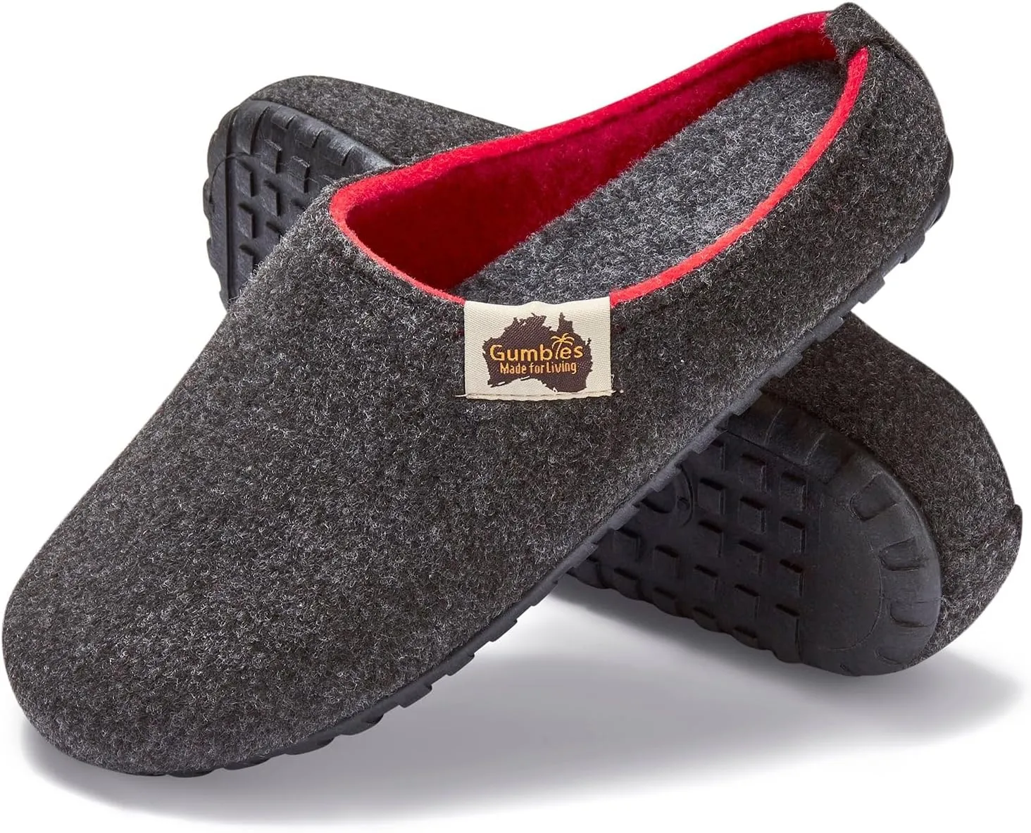 Gumbies Outback Slippers for Indoors and Outdoors, Eco-friendly Felt Uppers, Recycled Rubber Outsoles - Comfort Guaranteed