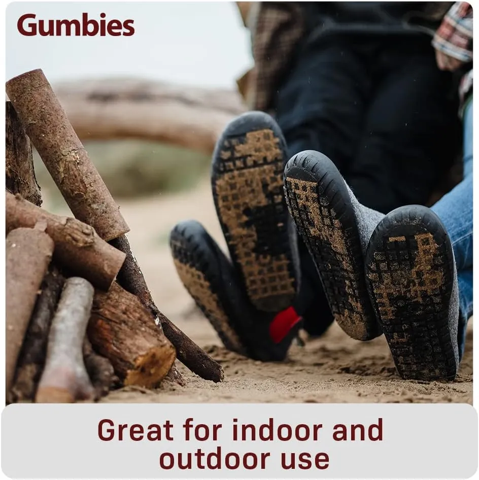Gumbies Outback Slippers for Indoors and Outdoors, Eco-friendly Felt Uppers, Recycled Rubber Outsoles - Comfort Guaranteed
