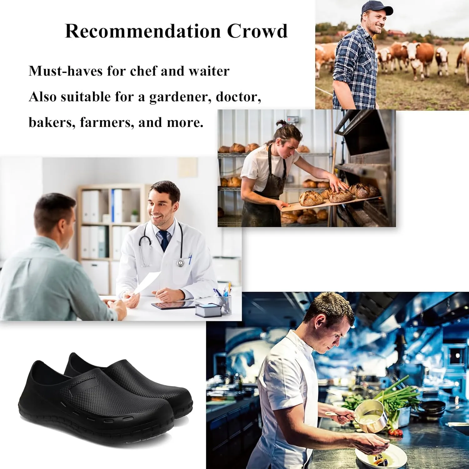 Haifago Men Non Slip Chef Shoes, Waterproof Oil Resistant Kitchen Work Clogs, Food Service Shoes for Restaurant