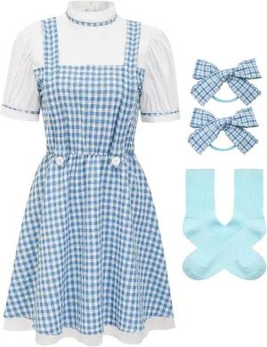 Halloween Costume Women,Adults Basket Dress Socks Hair Bows Book Storybook Character Sexy