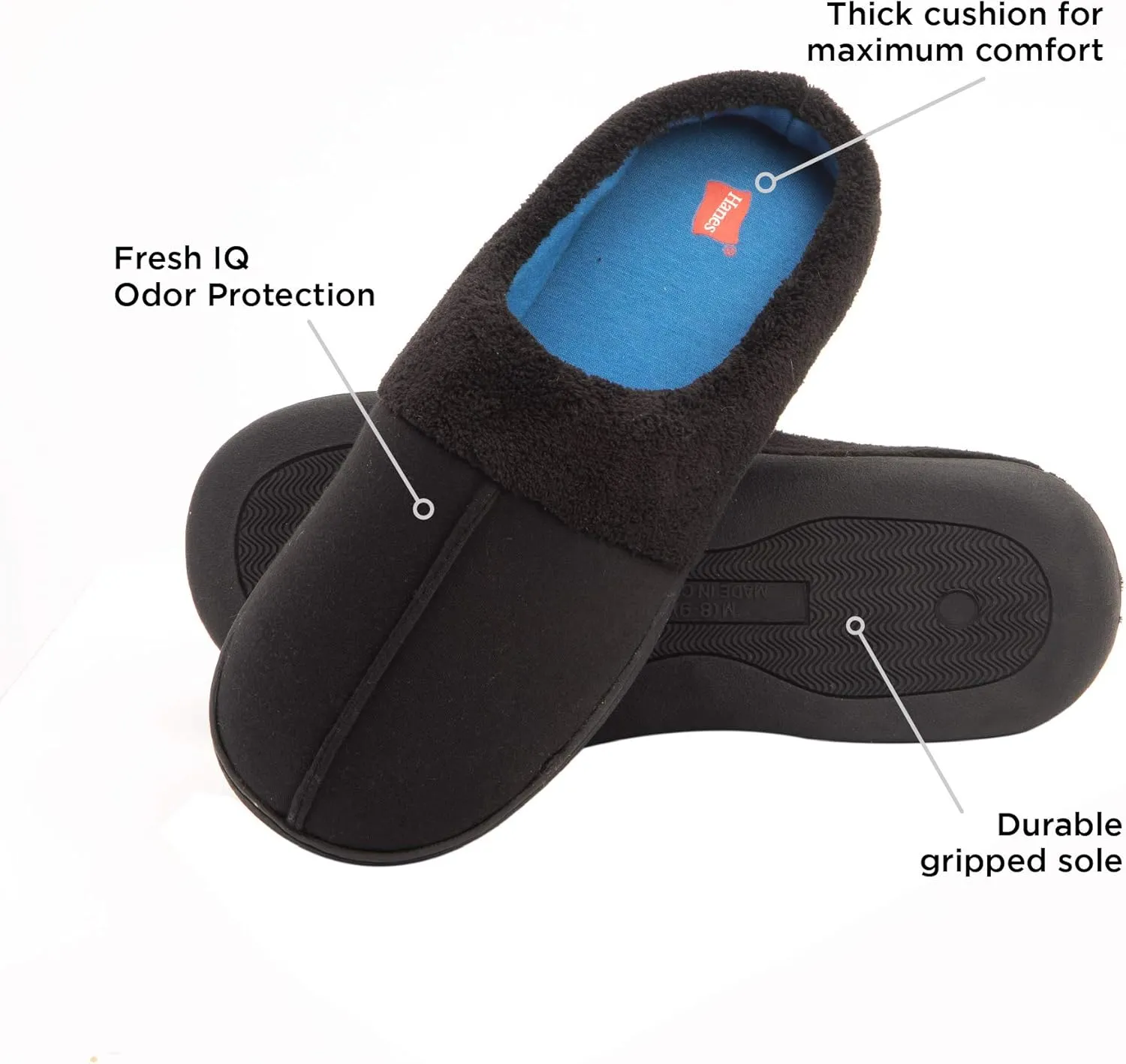Hanes Men's Felt Clog Slipper Shoe - Memory Foam Indoor Outdoor Sole