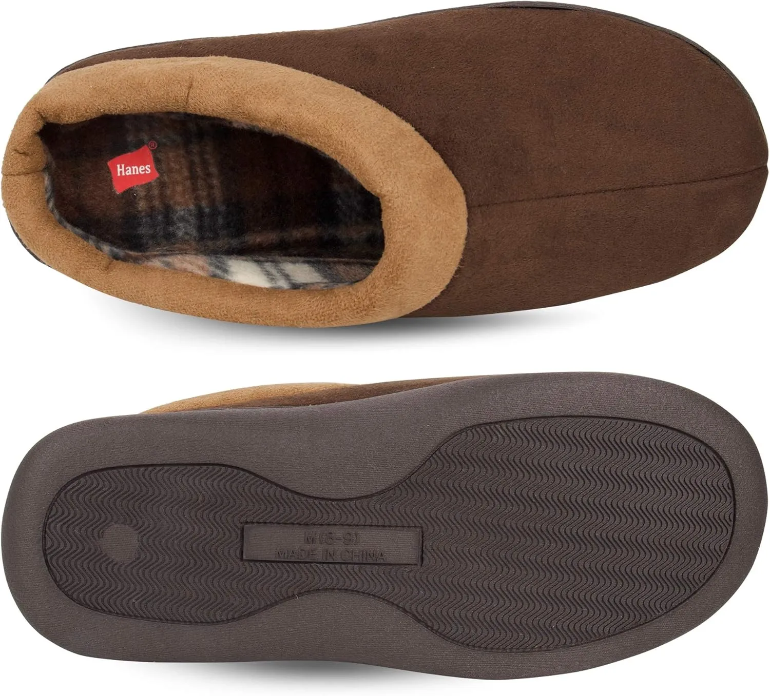 Hanes Men's Memory Foam Indoor Outdoor Microsuede Clog Slipper Shoe with Fresh Iq