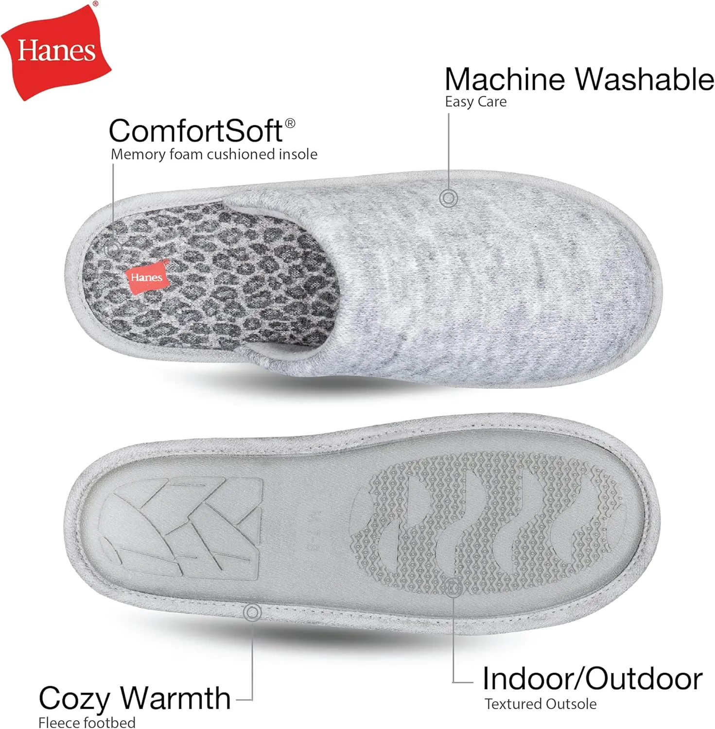 Hanes womens Comfort Cotton on Scuff With Memory Foam and Anti-skid Sole Slipper