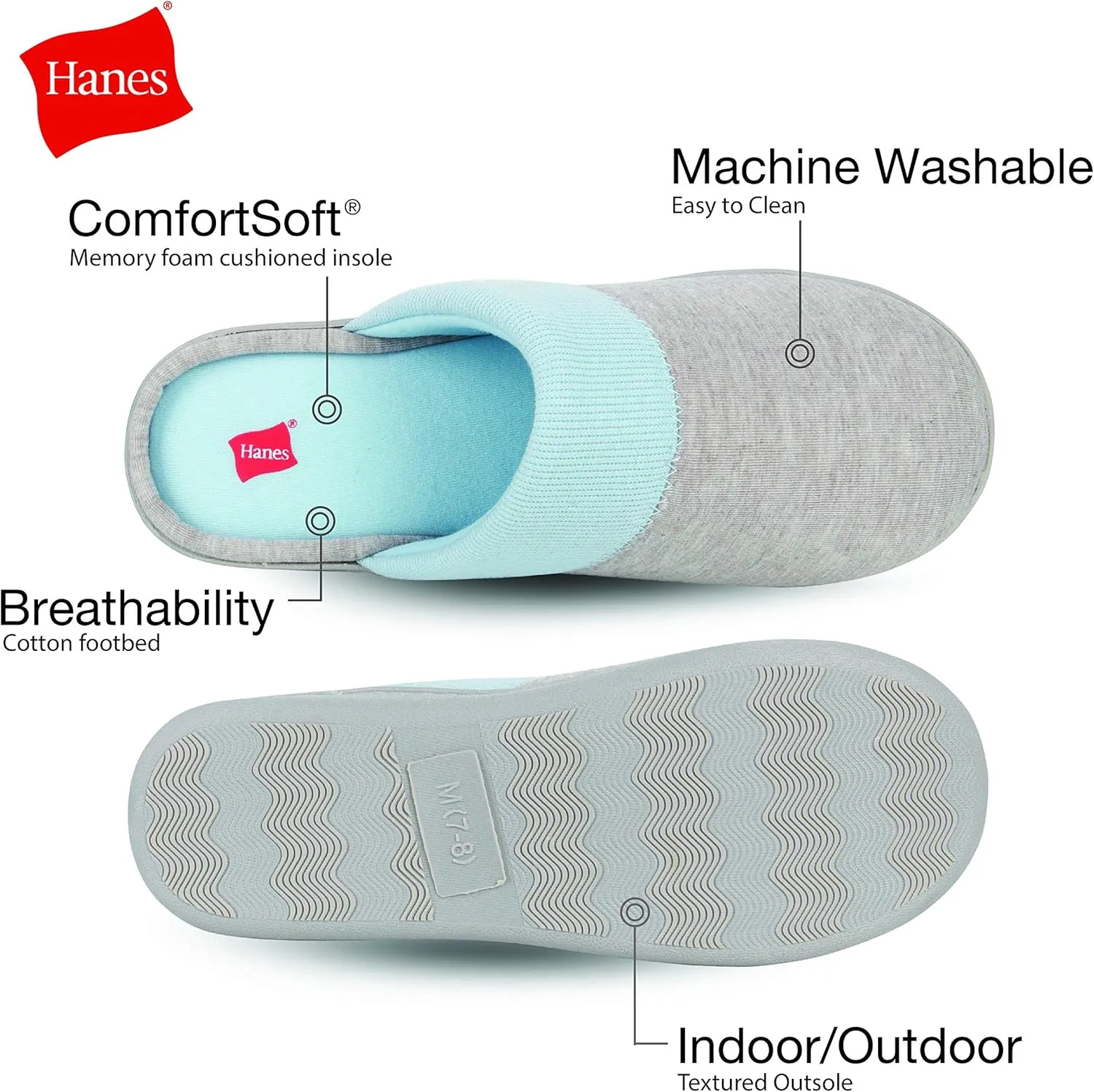 Hanes womens Comfort Cotton on Scuff With Memory Foam and Anti-skid Sole Slipper