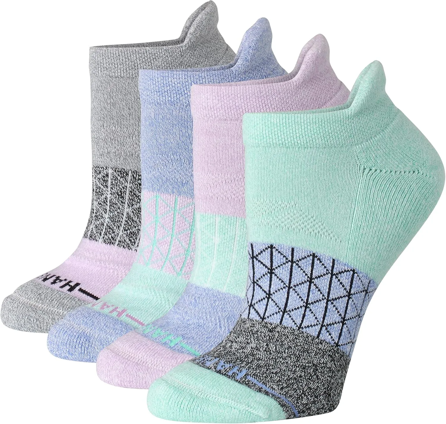 Hanes Women's Cushioned No Show Tab Socks, Absolute Active No Show Socks for Women, 4-pairs
