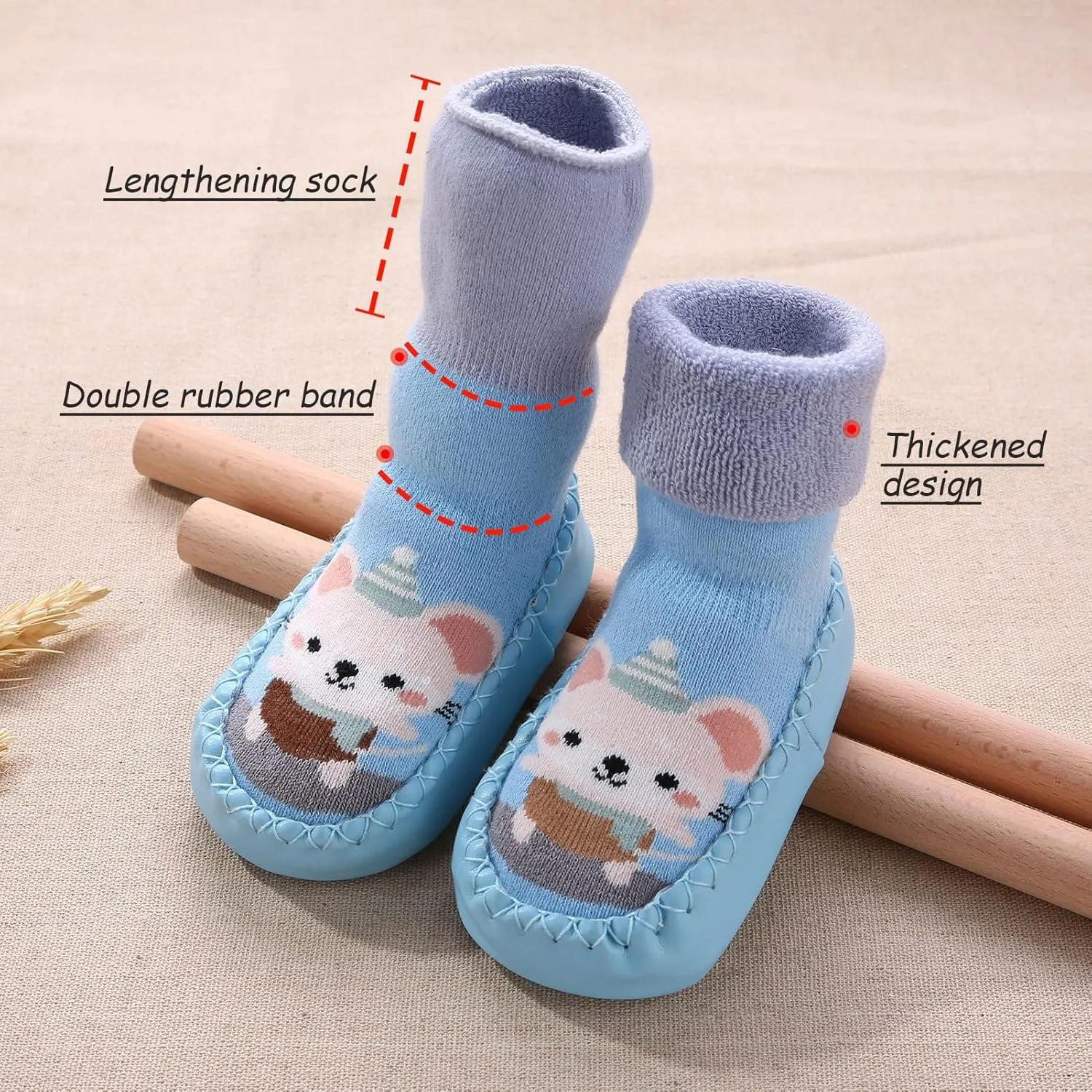 Happy Cherry 3 Pairs Baby Cotton Shoes Socks Anti-slip Cartoon Socks
