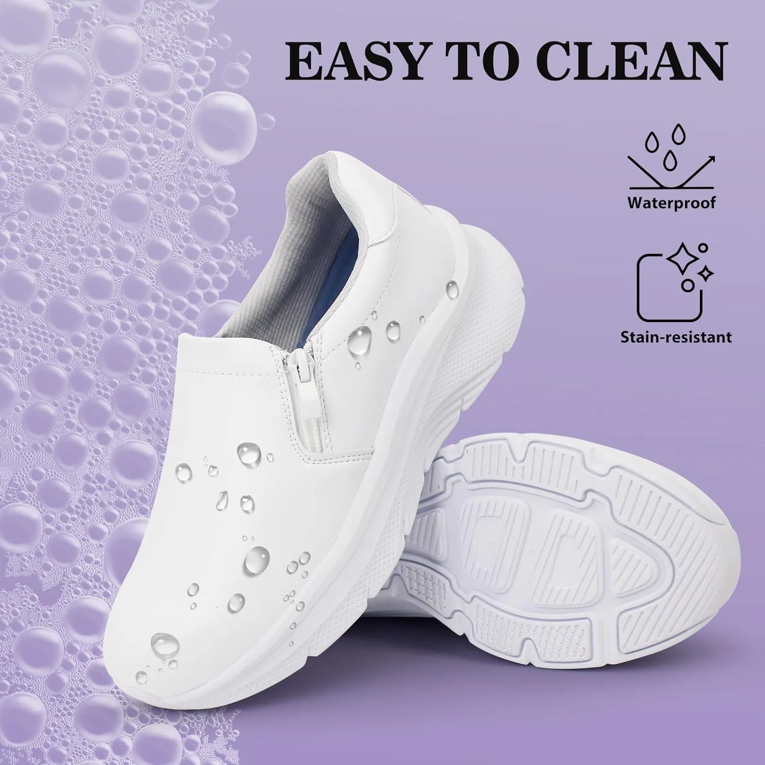Hawkwell Women's Slip On Arch Support Comfortable Nurse Shoes Slip Resistant Lightweight Work Shoes