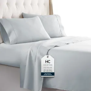 HC COLLECTION Bed Sheets Set Twin with 1 Pillowcase Hotel Luxury Brushed Microfiber Sheet w/Deep Pocket, Fade Resistant Ultra Soft Breathable Lightweight 3 Pcs Bedding Solid Color, Ice Blue