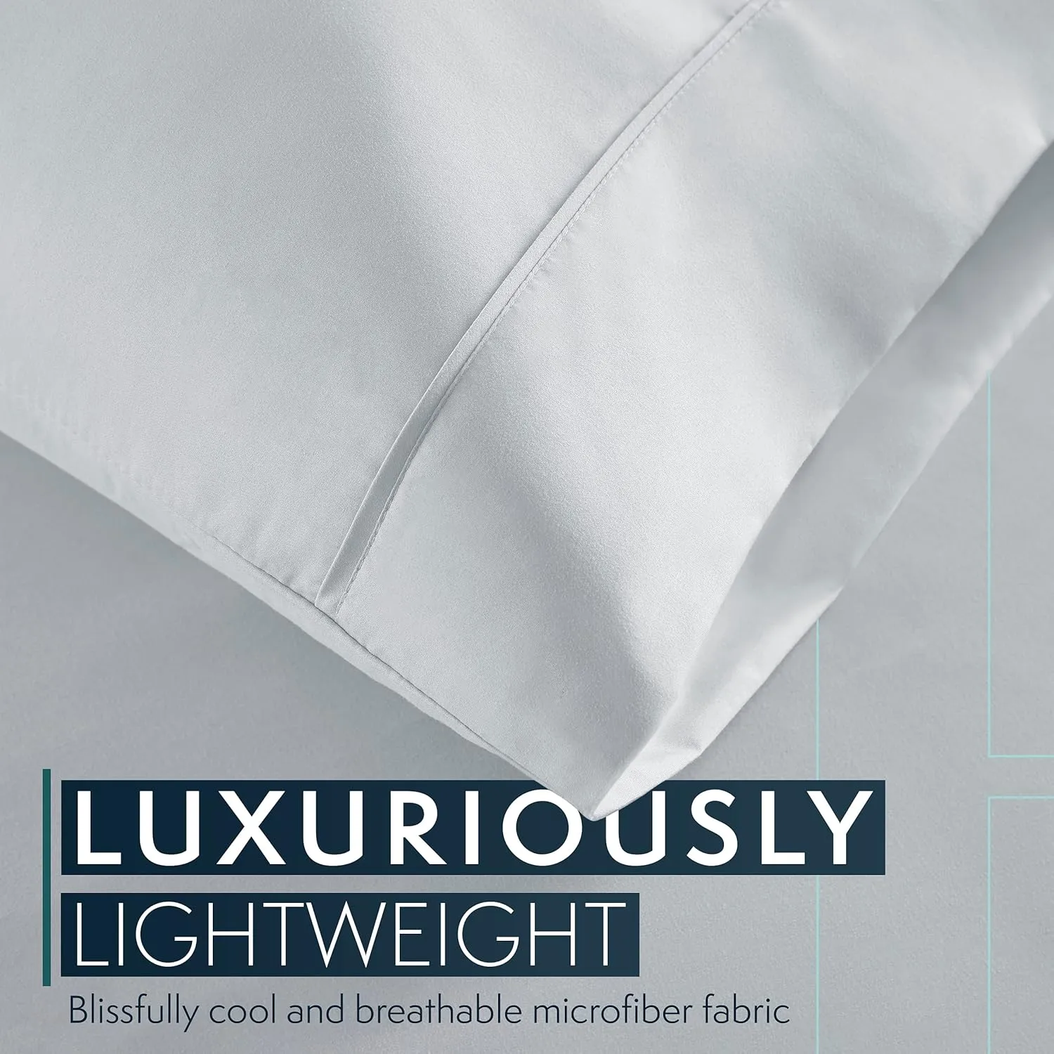 HC COLLECTION Bed Sheets Set Twin with 1 Pillowcase Hotel Luxury Brushed Microfiber Sheet w/Deep Pocket, Fade Resistant Ultra Soft Breathable Lightweight 3 Pcs Bedding Solid Color, Ice Blue