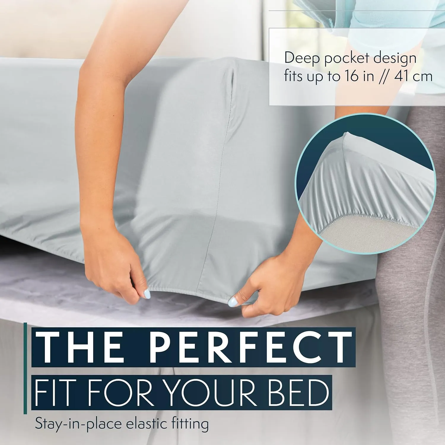 HC COLLECTION Bed Sheets Set Twin with 1 Pillowcase Hotel Luxury Brushed Microfiber Sheet w/Deep Pocket, Fade Resistant Ultra Soft Breathable Lightweight 3 Pcs Bedding Solid Color, Ice Blue