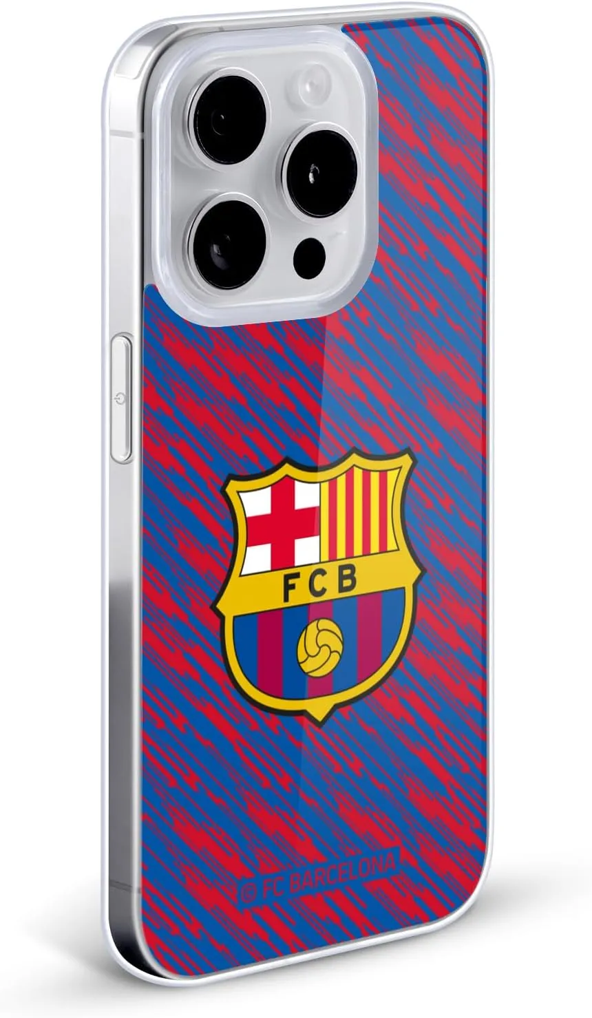 Head Case Designs Officially Licensed FC Barcelona Glitch Crest Patterns Soft Gel Case Compatible with Apple iPhone 15 Pro Max