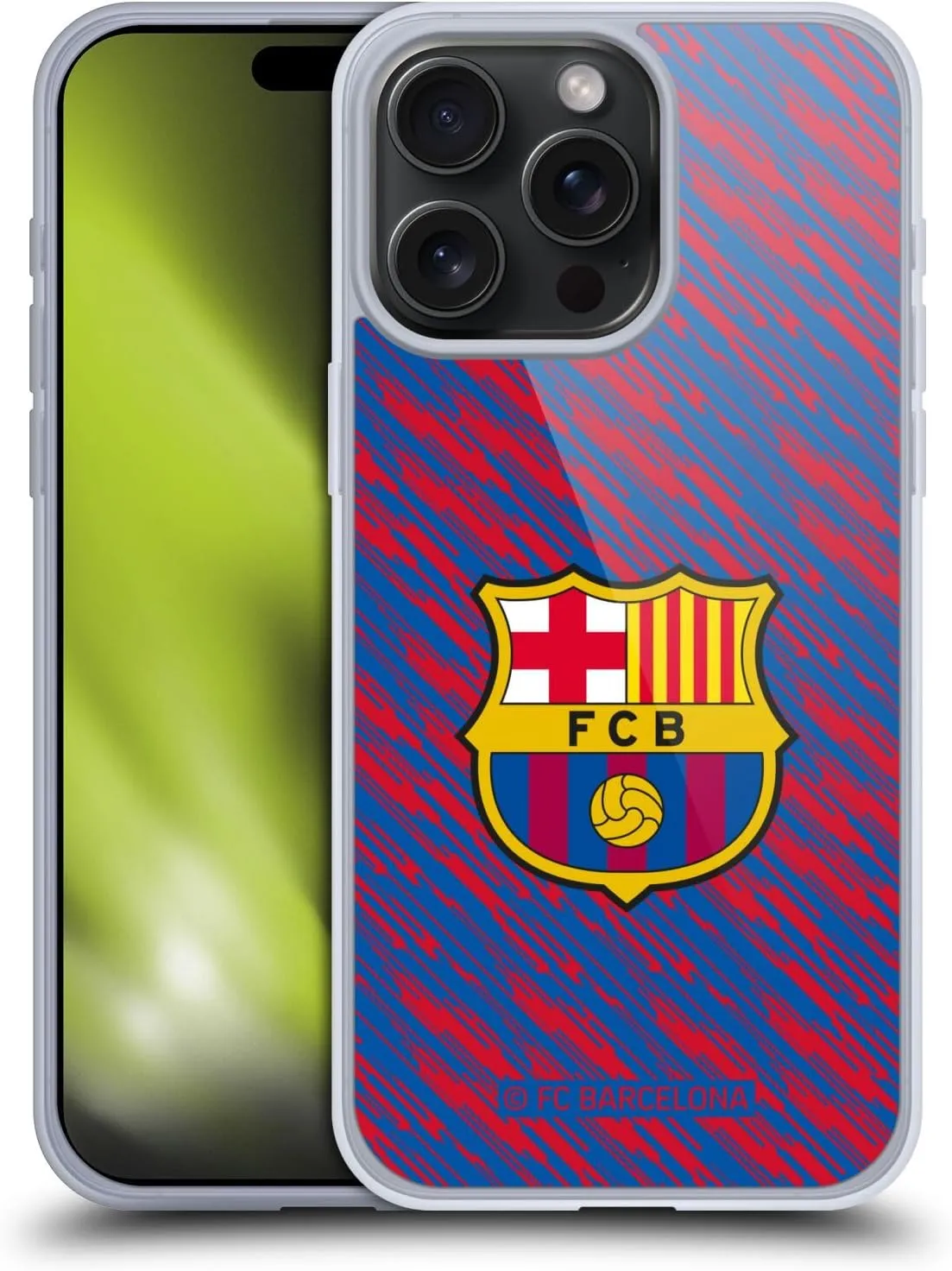 Head Case Designs Officially Licensed FC Barcelona Glitch Crest Patterns Soft Gel Case Compatible with Apple iPhone 15 Pro Max