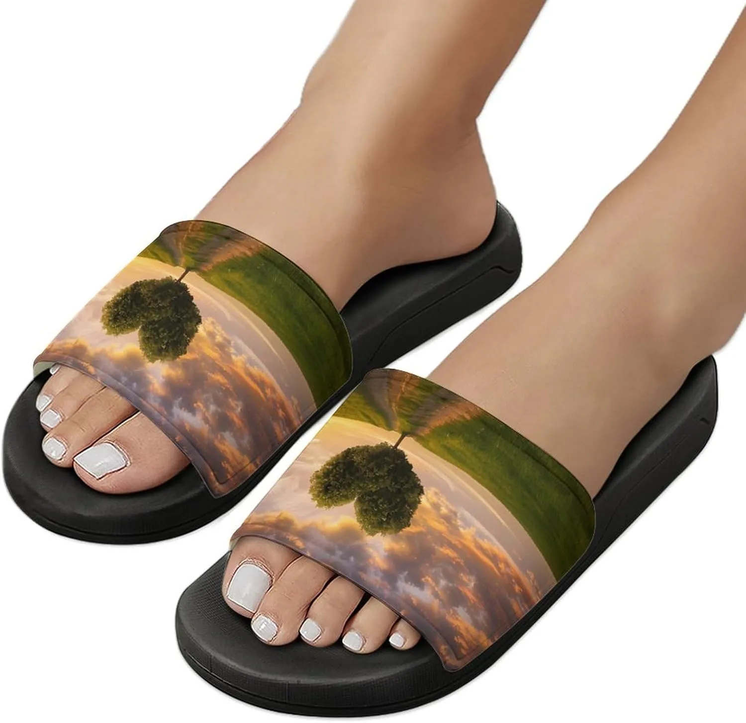 Heart Shape Tree In Sunset Slippers for Women Men Anti-Slip Shower Slides Open Toe Slippers for Home Outdoor Beach
