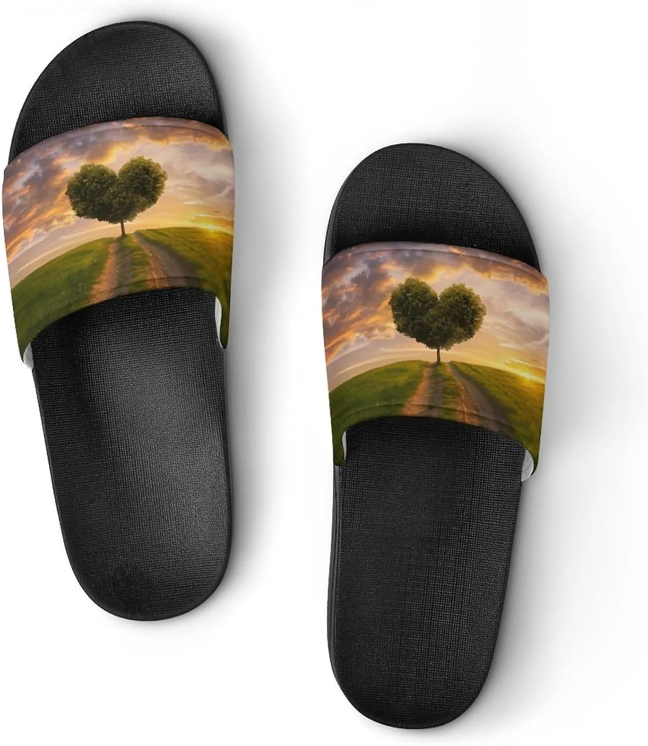 Heart Shape Tree In Sunset Slippers for Women Men Anti-Slip Shower Slides Open Toe Slippers for Home Outdoor Beach