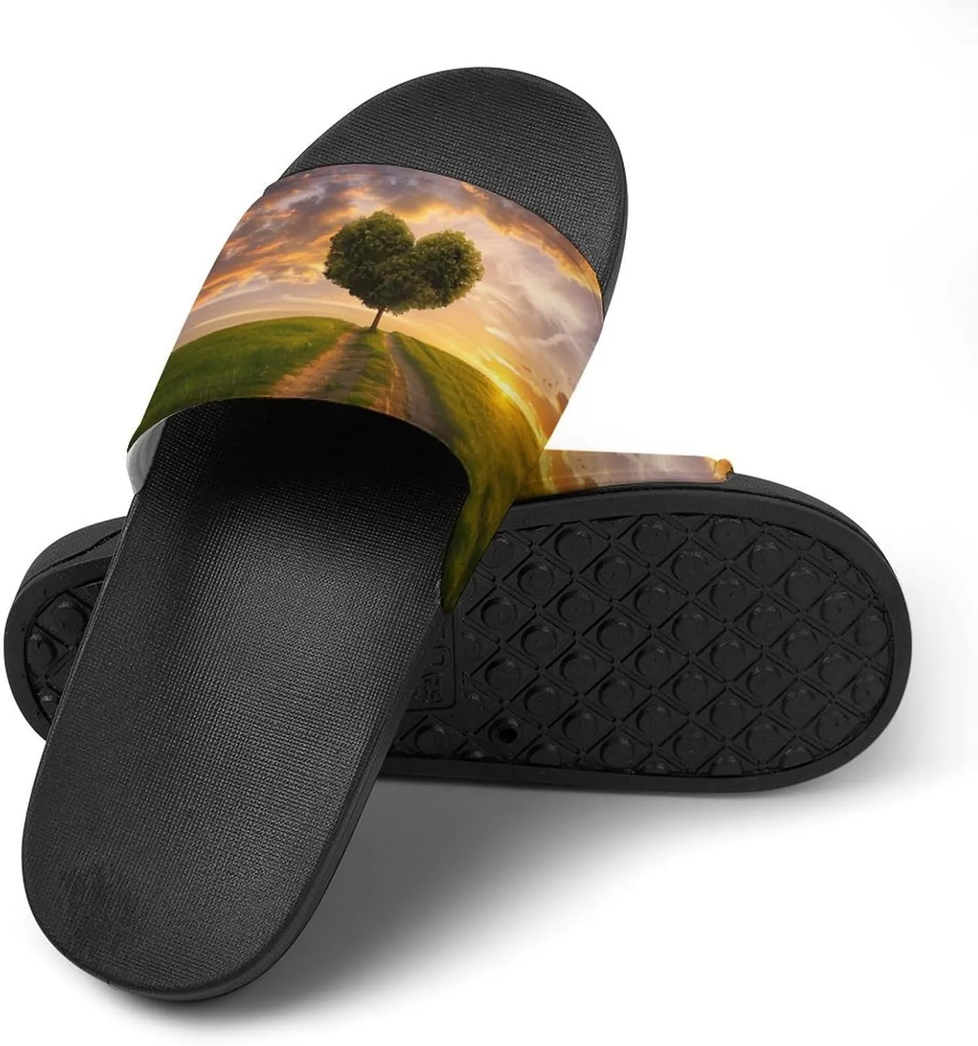 Heart Shape Tree In Sunset Slippers for Women Men Anti-Slip Shower Slides Open Toe Slippers for Home Outdoor Beach