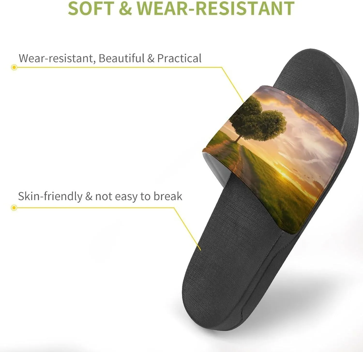 Heart Shape Tree In Sunset Slippers for Women Men Anti-Slip Shower Slides Open Toe Slippers for Home Outdoor Beach